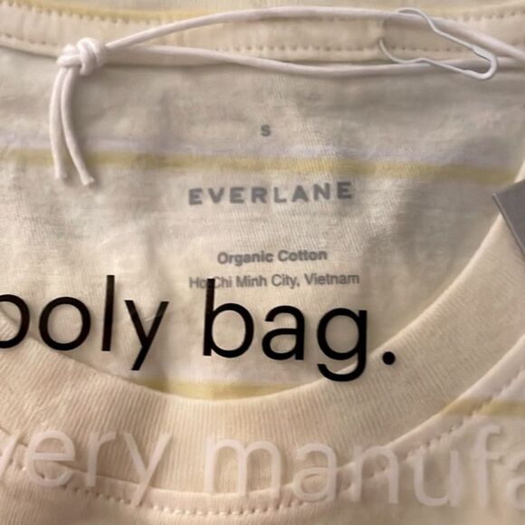 Everlane organic cotton crew neck tee shirt pastel yellow white stripe Small new - Picture 7 of 12